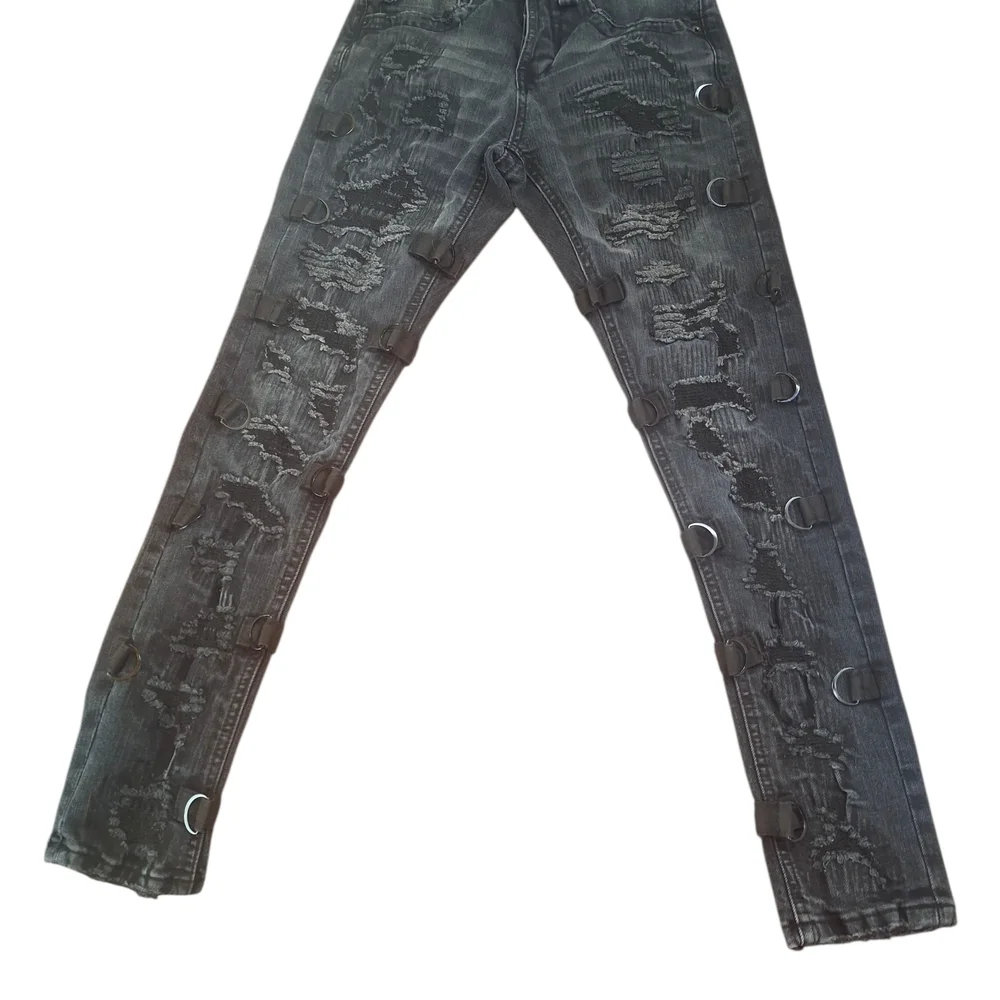 Men's smeggler moon Skinny Jeans in Distressed Gray